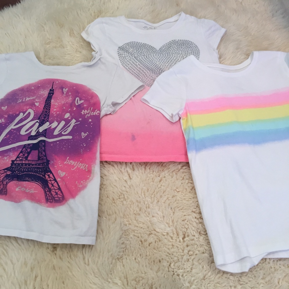 Girls 7/8 3Pack White Graphic Short Sleeve T-Shirt